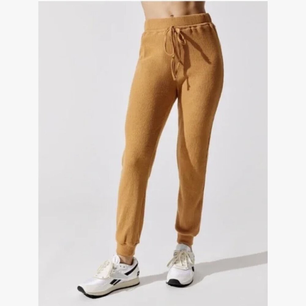 Carbon38 Brushed Ribbed Slim Jogger, Color: Dune, Size: XXL